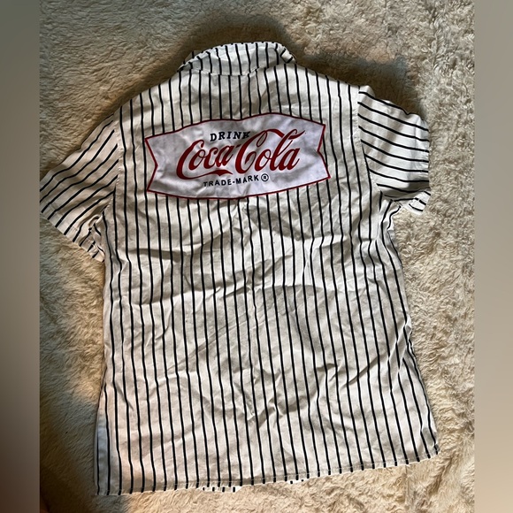 Coca Cola Black and White Striped Button Up - Picture 2 of 2
